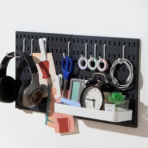 Keepo Pegboard Combination Kit, Pegboards and Accessories Modular Hanging for Wall Organizer, Crafts Organization, Ornaments Display, Nursery Storage, Peg Board (White, 33″×22″)