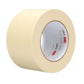 3M Masking Tape 2307, Tan Color, General Purpose, Rubber Adhesive, Crepe-Paper Backing, 72 mm x 55 m, 5.2 mil, 12/Case