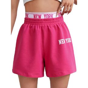 GORGLITTER Women's Graphic Print Boxing Short High Waisted Wide Leg Track Shorts
