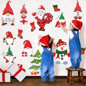 Christmas Wall Decals 2 Sheets Christmas Wall Stickers Removable Large Santa Claus Merry Christmas Wall Decor Designs Christmas Wall Stickers Decals for Wall Window Kid Room Bedroom Decoration