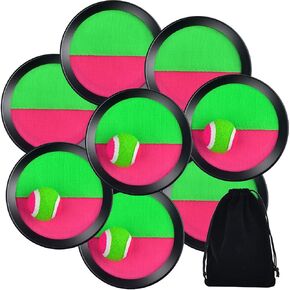 WXJ13 4 Sets Paddle Catch Ball and Toss Game 15.5cm Velcro Catch Ball Set for Sport with a Bag