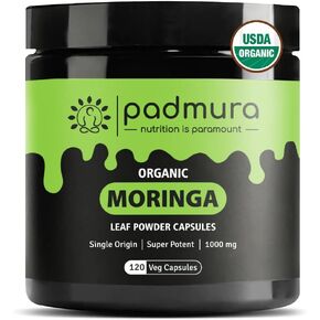 Organic Moringa Oleifera Leaf Powder Capsules 1000mg - for Immune Support, Lactation Support & Skin Health | USDA Organic Certified | Non GMO | Gluten Free | Vegan - 120 Veg Capsules