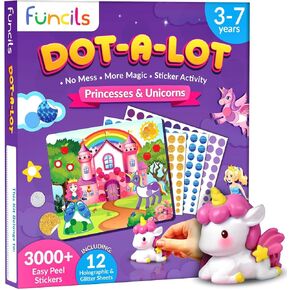 Dot Art Activity - Unicorn & Princess Sticker Art Kit, Arts and Crafts for Kids, Toddler Craft Supplies, Gifts for Boys & Girls Ages 3, 4, 5, 6, 7 Year Old - Kids Travel Activities & Toys