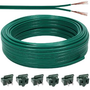 60FT SPT-1 Christmas Electrical Wire with 6pcs Vampire Plugs,18 Gauge Wire 2 Conductor Electrical Wire,18/2 Low Voltage Wire,18 AWG Wire Flexible Wire Extension Cord for Xmas Holiday Outdoor Light