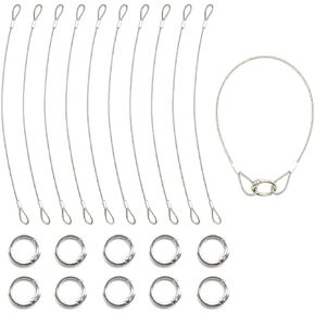10 Pack 11.8 Inch Luggage Lock Safety Cable with Carabiner Clips, Stainless Steel Luggage Cable Lock with Loops, 0.08 Inch Thin Cable