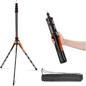 Portable Travel Light Stand Folding Travel Tripod with 180° Reversible Leg,1/4" to 3/8" Screw Adapter, 220cm/7ft for Outdoor/Indoor Photography Speedlite Softbox Umbrella Reflector with Carrying Bag