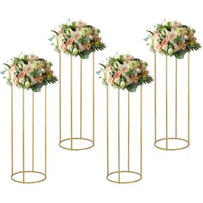 4pcs Gold Wedding Flower Stand, 31 Inch Metal Wedding Floral Stand, Golden Flower Holder for Wedding Table Centerpieces, Tall Column Floral Rack Floor Display for Banquet Ceremony Birthday Decor in Kuwait