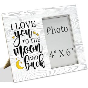 I Love You to The Moon and Back Wood Photo Frame,Couples Love Picture Frame for Girlfriend Boyfriend Couples