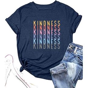 Kindness Shirt for Women Summer Casual Short Sleeve Inspirational Tee Tops