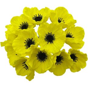 12 Stems Artificial Poppies Real Touch PU Fake Latex Flowers for Wedding Holiday Bridal Bouquet Home Party Decor (Simple White)