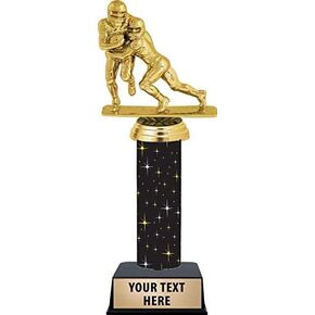 10.5 Inch Double Football Male Touchdown Trophies - Black Glimmer Double Football Male Touchdown Trophy Awards Prime