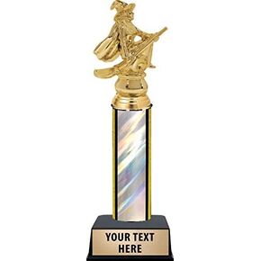 Crown Awards 11" Halloween Trophies, Halloween Witch Trophy with Broom and Cauldron, Custom Engraving and Great for Contest Trophies Prime