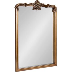 Kate and Laurel Elowyn Traditional Ornate Arched Mirror, 25 x 36, Gold, Vintage Arch Mirror with Baroque Details for Use as Bathroom Mirror or Fireplace Mantel Mirror