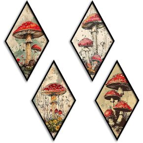 Cottagecore Room Decor Mushroom Posters - Illusion Framed Cottagecore Decor, Mushroom Decor