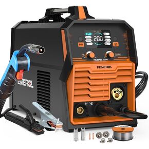 200A MIG Welder,4 in 1 Gas MIG/Gasless Flux Core/Stick/Lift TIG Multi-process Welding Machine Large LED Display 110V/220V Multi Welder