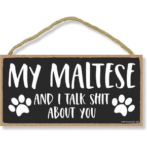 Honey Dew Gifts, My Yorkie and I Talk Shit About You, Funny Dog Wall Hanging Decor, Decorative Home Wood Signs for Pet Lovers, Yorkshire Terrier Sign, 10 Inch by 5 Inch Pet Decor, 76903