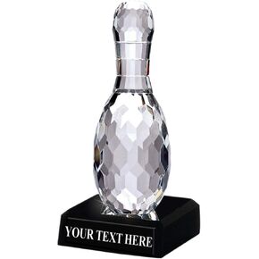 Crown Awards Crystal Bowling Trophies, 6 1/2" Mini Crystal Bowling Pin Pedestal Trophy, Great Bowling League Gifts Prime