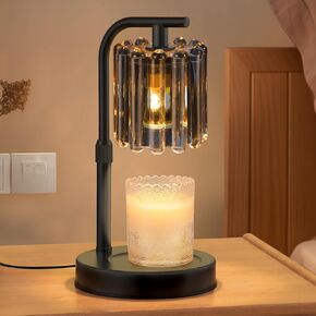 Uflatek Candle Warmer Lamp with Timer,Electric Candle Lamp Warmer Adjustable Height Dimmable Candle Lamp with 2 Bulbs,House Warming Gifts Vintage Home Bedroom Decor,Black