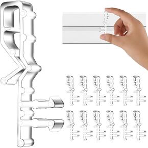 Hidden Channel Valance Clips, 12 Pcs Clear Plastic Blinds Clips for Valance, Hidden Blind Clips, Window Blinds Retainer Holder Clip for The Valance with A Groove in The Back
