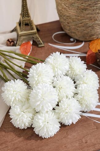 Serra Flora Artificial Chrysanthemums Fall Flowers Silk Orange Ball Flowers Bouquet Fake Mums Flowers for Wedding Autumn Thanksgiving Home Decor in Saudi Arabia