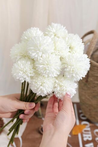 Serra Flora Artificial Chrysanthemums Fall Flowers Silk Orange Ball Flowers Bouquet Fake Mums Flowers for Wedding Autumn Thanksgiving Home Decor in Saudi Arabia