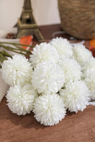 Serra Flora Artificial Chrysanthemums Fall Flowers Silk Orange Ball Flowers Bouquet Fake Mums Flowers for Wedding Autumn Thanksgiving Home Decor in Saudi Arabia