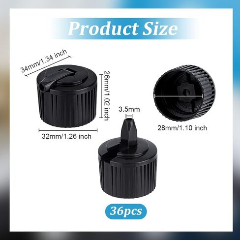 OLYCRAFT 36pcs 28/410 Flip Top Dispensing Cap Black Replacement Bottles Caps Reusable Plastic Bottle Cap Flip Top Caps for Shampoo Moisturizer Squeeze Bottles Dispensing Caps - Inner Diameter 28mm in Saudi Arabia