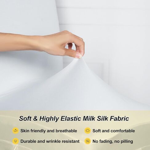 SquarePie Dining Room Chair Covers Set of 2,Universal Stretch Chair Slipcover with Skirt,Fit Chair Seat Covers for Home Wedding Party Banquet (White) in Saudi Arabia