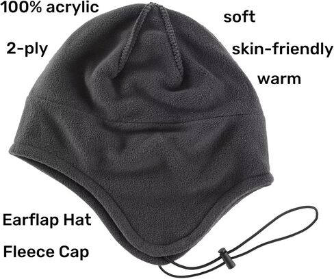 LLmoway Mens Womens Earflap Hat Fleece Beanie Watch Cap Soft Warm Winter Hats with String for Snow Cycling in Saudi Arabia