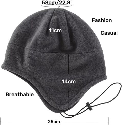 LLmoway Mens Womens Earflap Hat Fleece Beanie Watch Cap Soft Warm Winter Hats with String for Snow Cycling in Saudi Arabia