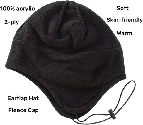LLmoway Mens Womens Earflap Hat Fleece Beanie Watch Cap Soft Warm Winter Hats with String for Snow Cycling in Saudi Arabia