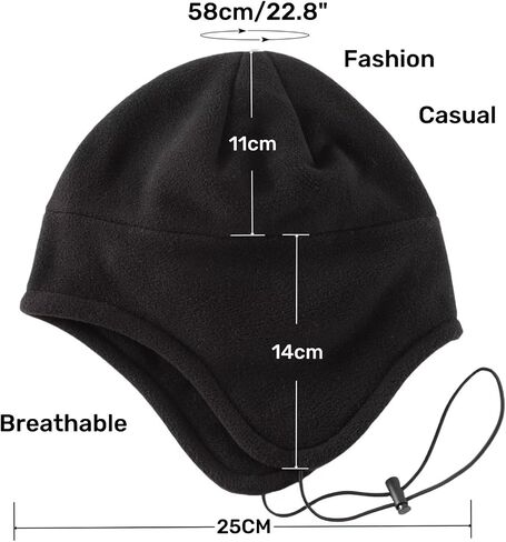LLmoway Mens Womens Earflap Hat Fleece Beanie Watch Cap Soft Warm Winter Hats with String for Snow Cycling in Saudi Arabia
