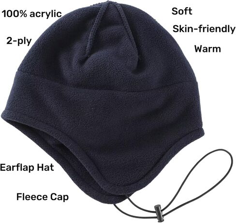 LLmoway Mens Womens Earflap Hat Fleece Beanie Watch Cap Soft Warm Winter Hats with String for Snow Cycling in Saudi Arabia