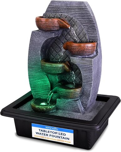 SereneLife Desktop Electric Water Fountain Decor w/ LED Illuminated Crystal Ball Accent - Indoor & Outdoor in Saudi Arabia