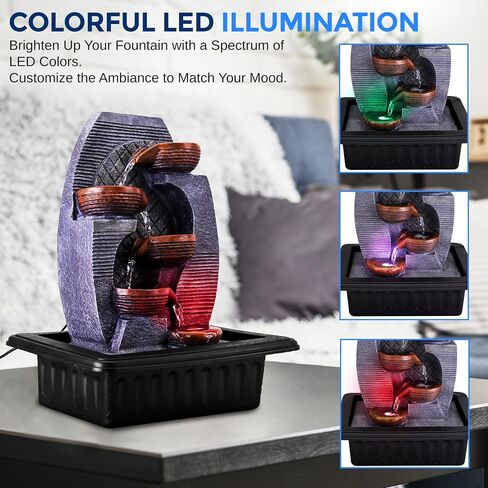 SereneLife Desktop Electric Water Fountain Decor w/ LED Illuminated Crystal Ball Accent - Indoor & Outdoor in Saudi Arabia