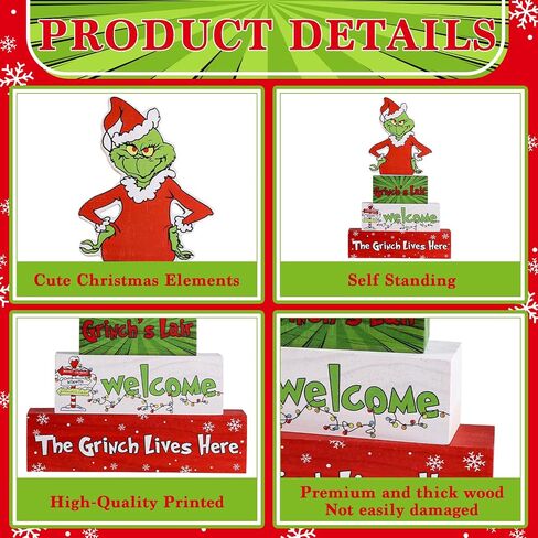 4 Pcs Wooden Christmas Tabletop Decor Winter Tiered Tray Decor Rustic Wood Christmas Winter Block Sign Gift Merry Christmas Centerpiece Farmhouse Christmas Table Decor in Saudi Arabia
