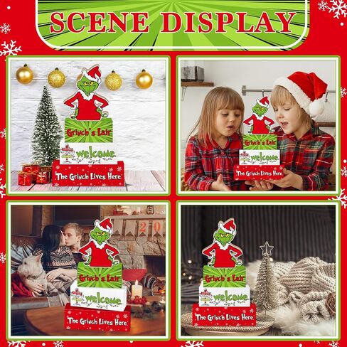 4 Pcs Wooden Christmas Tabletop Decor Winter Tiered Tray Decor Rustic Wood Christmas Winter Block Sign Gift Merry Christmas Centerpiece Farmhouse Christmas Table Decor in Saudi Arabia