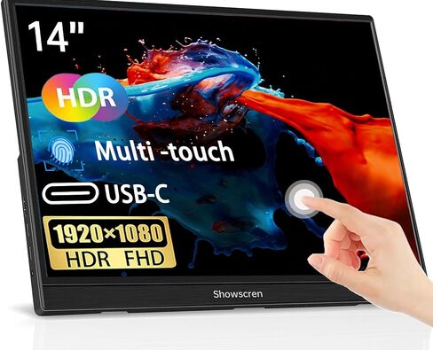 Portable Monitor Touchscreen Monitor 14 Inch HDR 1920x1200 400cd/m² USB C/HDMI IPS Touch Monitor with Dual Speakers, External Monitor for Laptop/PC/Mac/Xbox/PS4/5 Switch, VESA in Saudi Arabia