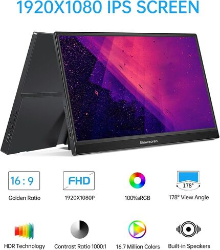 Portable Monitor Touchscreen Monitor 14 Inch HDR 1920x1200 400cd/m² USB C/HDMI IPS Touch Monitor with Dual Speakers, External Monitor for Laptop/PC/Mac/Xbox/PS4/5 Switch, VESA in Saudi Arabia