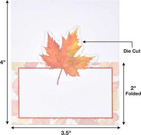 Gift Boutique 100 Pack Thanksgiving with Fall Maple Leaves Seating Harvest Name Card Table Setting Folded Paper Autumn Tent Cards for Dinner Wedding Tables Placement Party Decorations 2" x 3.5" in Saudi Arabia