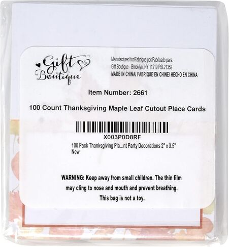 Gift Boutique 100 Pack Thanksgiving with Fall Maple Leaves Seating Harvest Name Card Table Setting Folded Paper Autumn Tent Cards for Dinner Wedding Tables Placement Party Decorations 2" x 3.5" in Saudi Arabia