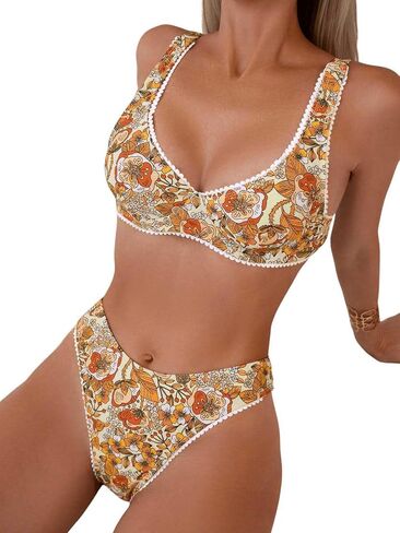 WDIRARA Women's Floral Print Swimsuit Tie Back Bikini Set Two Piece Bathing Suit in Saudi Arabia