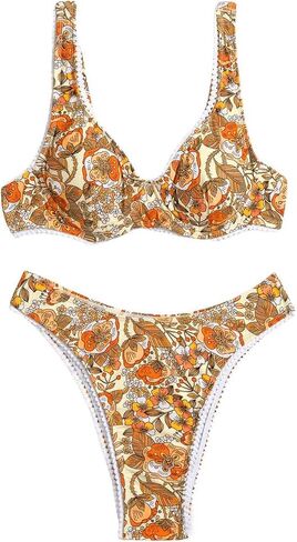 WDIRARA Women's Floral Print Swimsuit Tie Back Bikini Set Two Piece Bathing Suit in Saudi Arabia