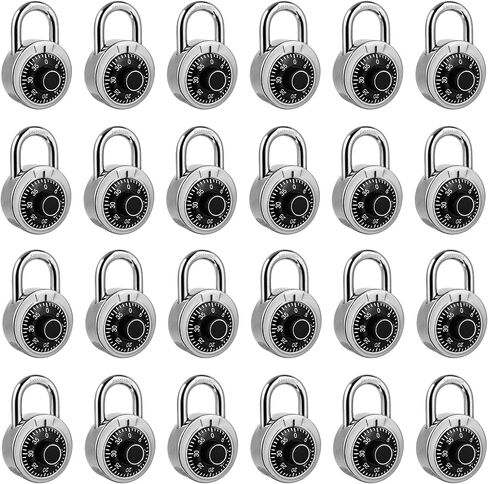 Combination Padlock 24 Pack，Fixed Dial Combination Padlock with Different Combinations，2 in. Wide.Black Turntable，Lock for Gym & Locker,School,Toolbox，and More in Saudi Arabia