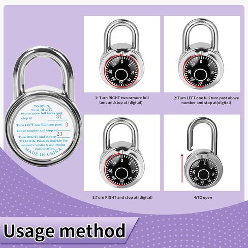 Combination Padlock 24 Pack，Fixed Dial Combination Padlock with Different Combinations，2 in. Wide.Black Turntable，Lock for Gym & Locker,School,Toolbox，and More in Saudi Arabia