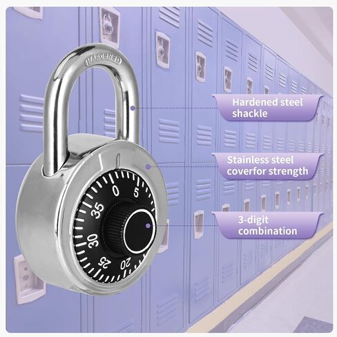 Combination Padlock 24 Pack，Fixed Dial Combination Padlock with Different Combinations，2 in. Wide.Black Turntable，Lock for Gym & Locker,School,Toolbox，and More in Saudi Arabia