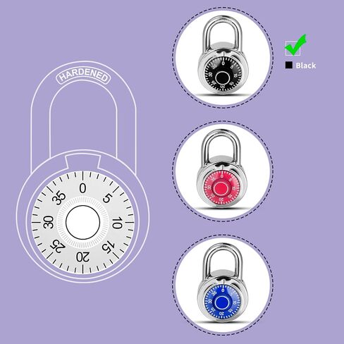 Combination Padlock 24 Pack，Fixed Dial Combination Padlock with Different Combinations，2 in. Wide.Black Turntable，Lock for Gym & Locker,School,Toolbox，and More in Saudi Arabia