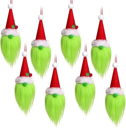 زينة عيد الميلاد في الأماكن المغلقة: 8 قطع من زخارف شجرة قزم قزم قزم حمراء وخضراء، زينة معلقة لطيفة مصنوعة يدويًا من Grinchmas Tomte لعيد الميلاد لموقد إكليل الشجرة، ديكور مكتب المدرسة المنزلية للأطفال in Kuwait