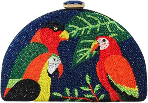 Boutique De FGG Parrot Women Light Blue Crystal Evening Handbags Cocktail Prom Dinner Rhinestone Clutch Purses in Saudi Arabia