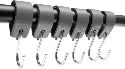 Brute Strength - Multifunctional Leather S-Hooks - Gray - 12 Pieces - S Shaped Hooks - Coat Hook - Leather Hooks - Leather s Hooks - Black s Hooks - Kitchen Hooks in Saudi Arabia